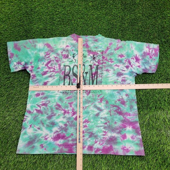 Vintage 90s Crumpled Tie-Dye Shirt XL 23x26 Green - Picture 5 of 14